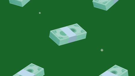 financial economy animation with bills dollars pattern