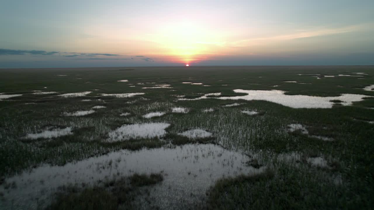 Everglades Wetland Slough Marsh Sawgrass Wet Season Sunset Landscape Aerial 2