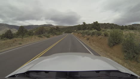 roof shot of car driving in california