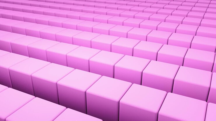 Animação de cubos 3D giratórios em diversas cores. Filmagem de fundo 4K com formas em loop contínuo.