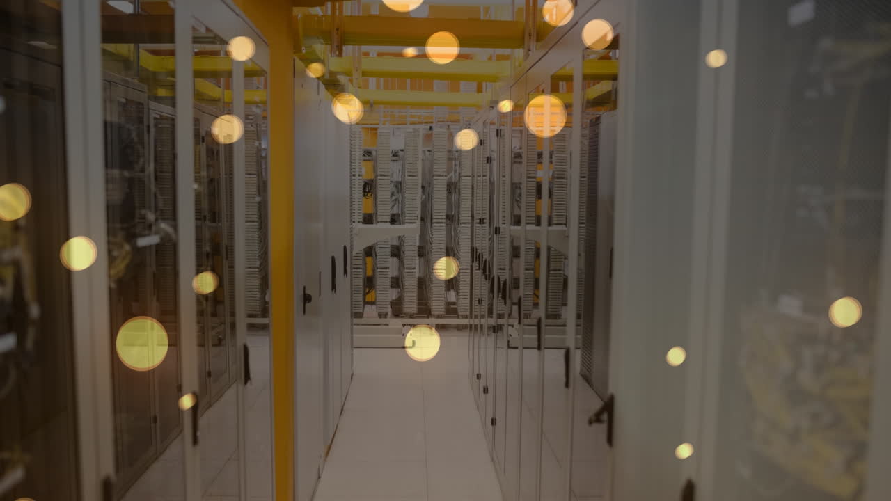 animación de luces y puntos flotando sobre los servidores