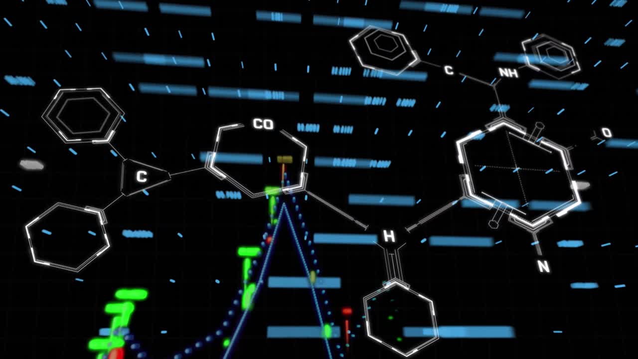 검은색 배경 위의 데이터 처리 애니메이션
