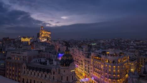 timelapse of the gran via street in madrid, spain