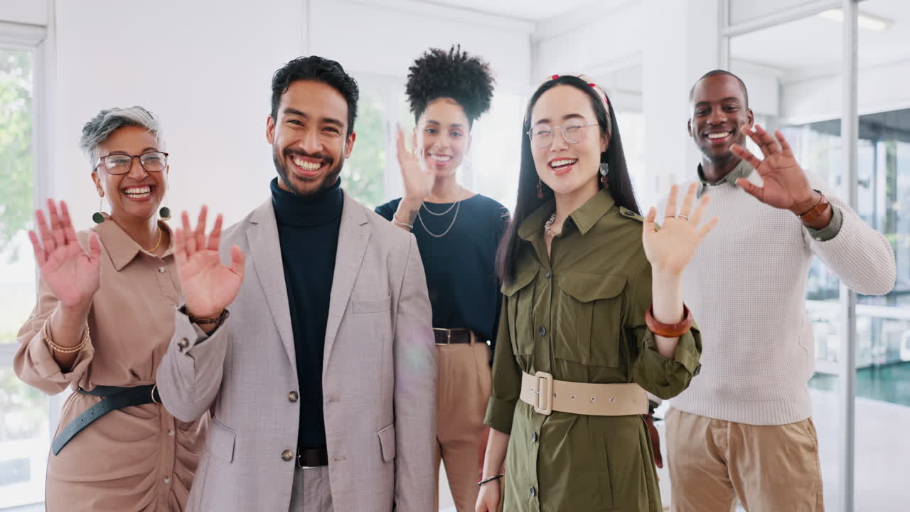 창의적인 사업가들이 손을 흔들고