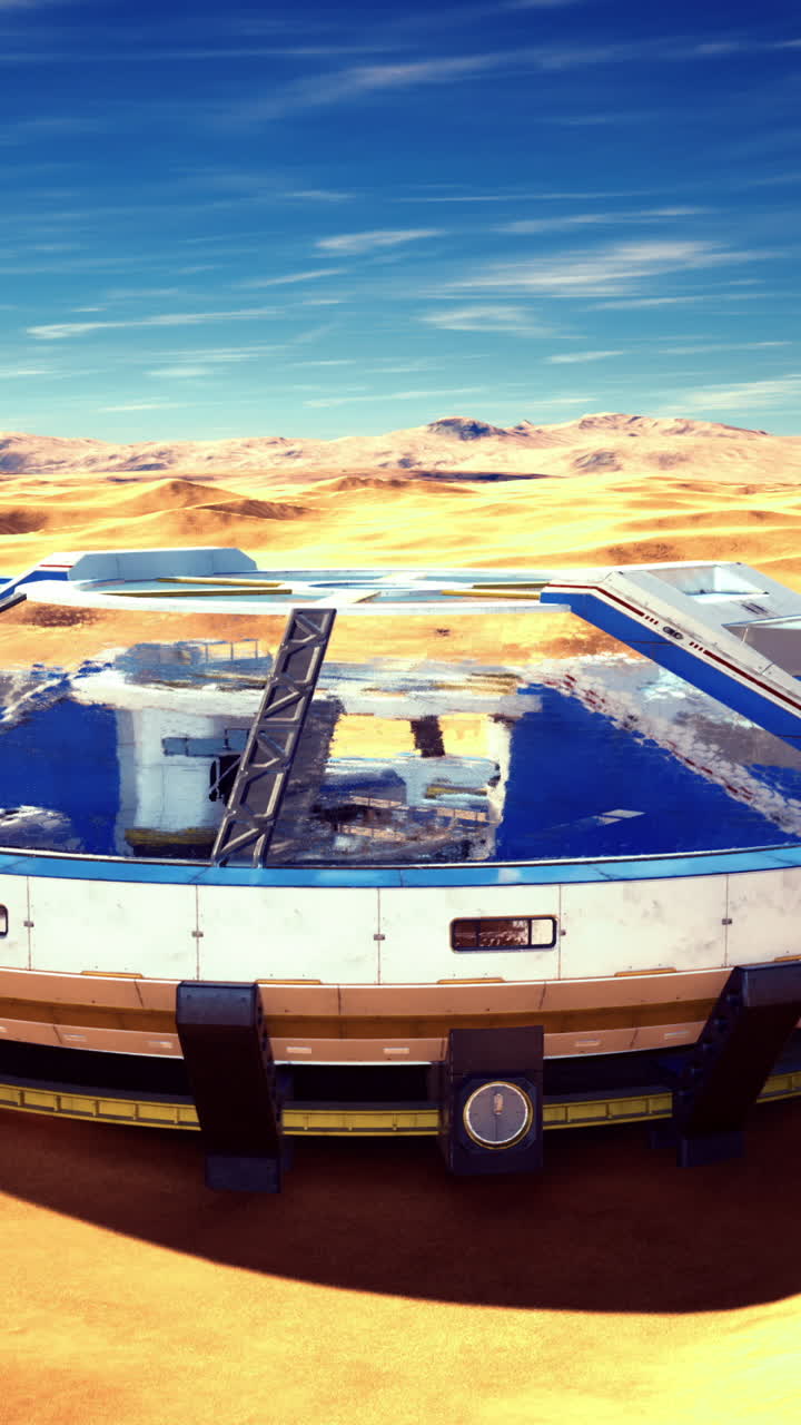 Laboratory located in an arid landscape under a clear blue sky