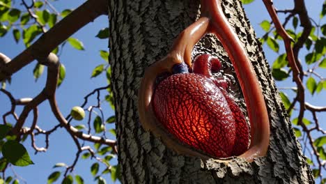 heart embedded in tree trunk