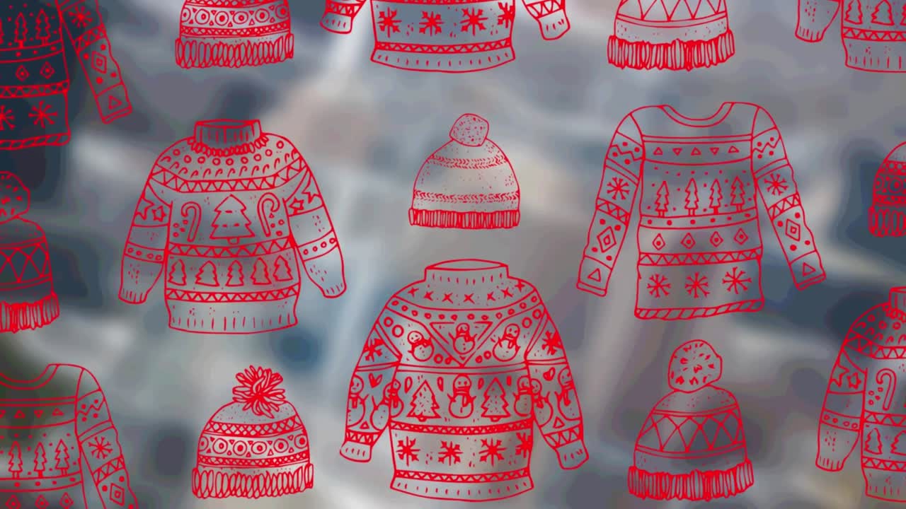 도시 풍경 위의 점퍼와 모자의 애니메이션