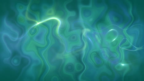 animation of glowing light trails over liquid green to blue background