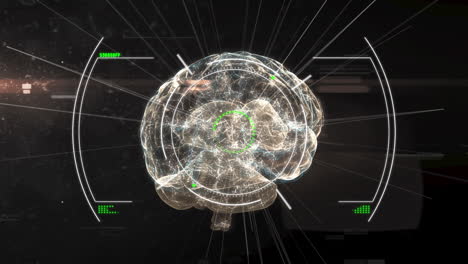animación del escaneo de alcance sobre el cerebro digital y la red de conexiones