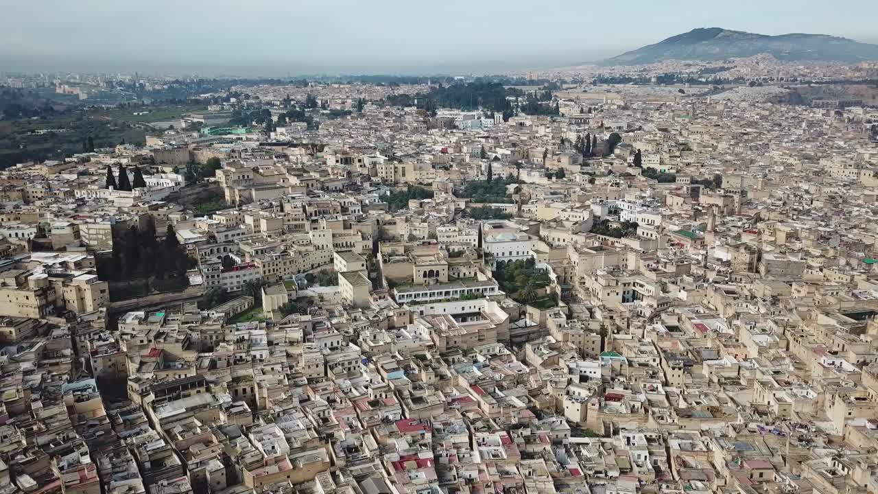 모로코 의 페스 에 있는 옛 메디나 의 공중 파노라마