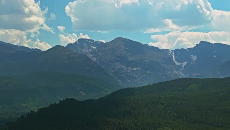 panoramic drone shot of mountain ridges with clear skies and distant rolling hills in colorado