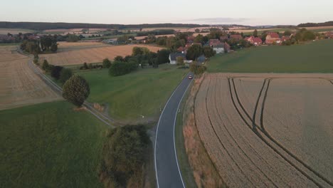 drone shot following a car in germany town