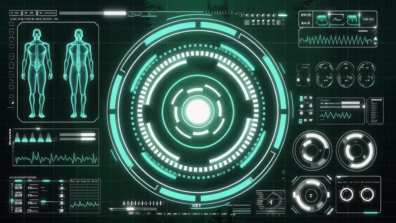 Futuristic Medical User Interface Displaying Human Anatomy Data