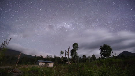 Timelapse-of-nights-falling-and-rotating-milky-way-appears-in-Indonesia