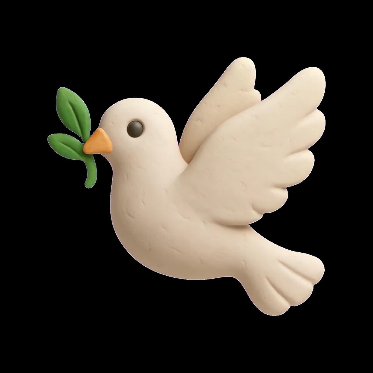 Peaceful dove with olive branch animation isolated asset, transparent 4K video, alpha channel