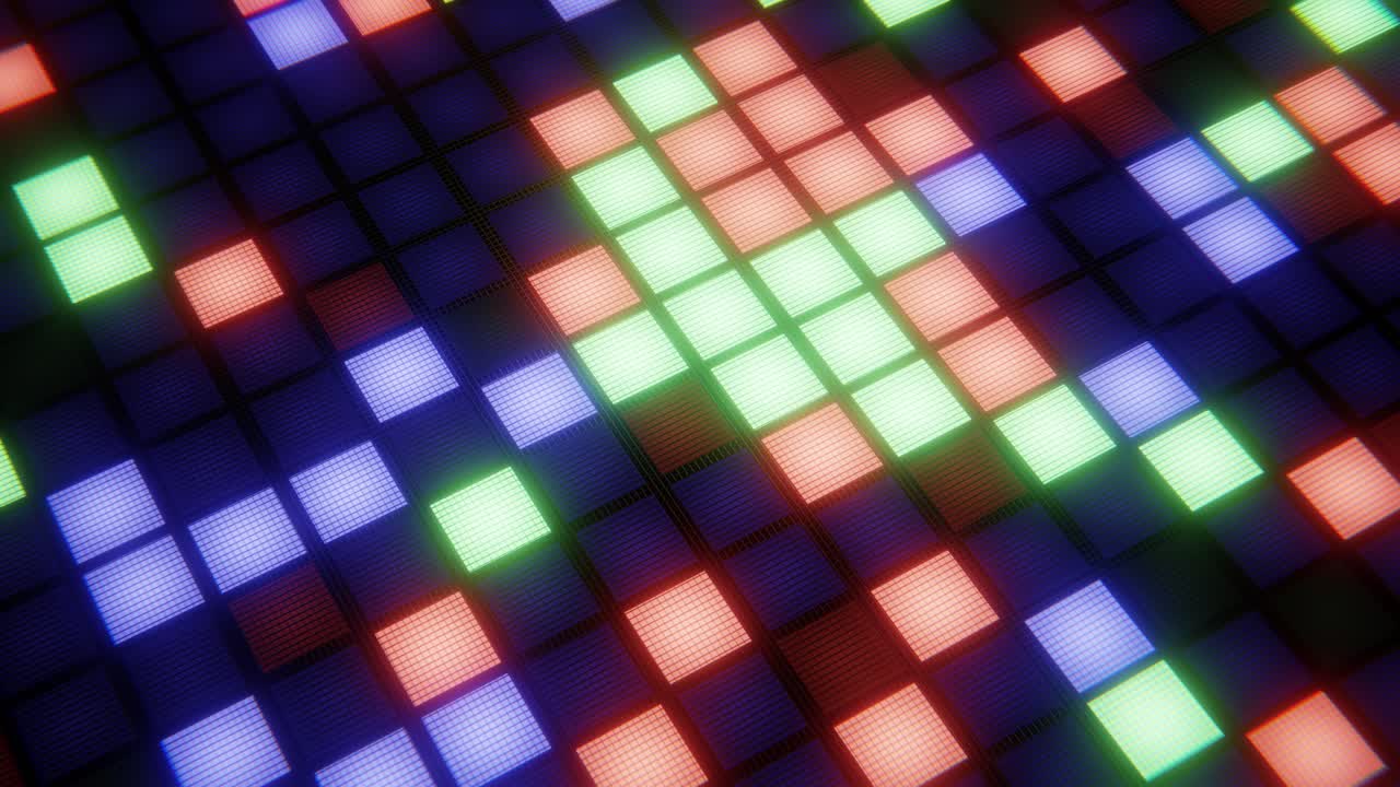 Display Digitale Astratto con Quadrati Colorati Pulsanti