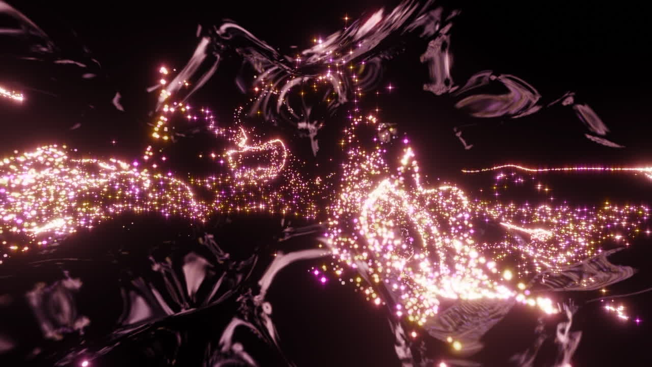 추상적인 빛나는 반이는 액체 예술