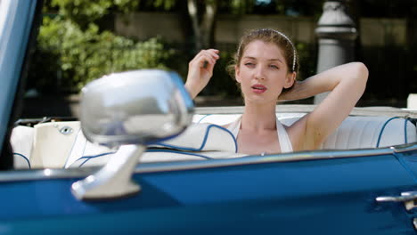 bride sitting in a car