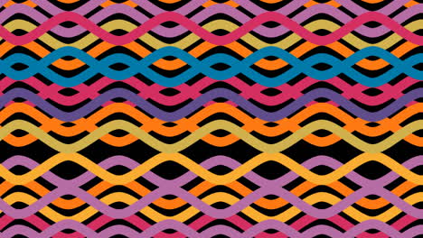 Digital animation of light trails over colorful cross lines against black background