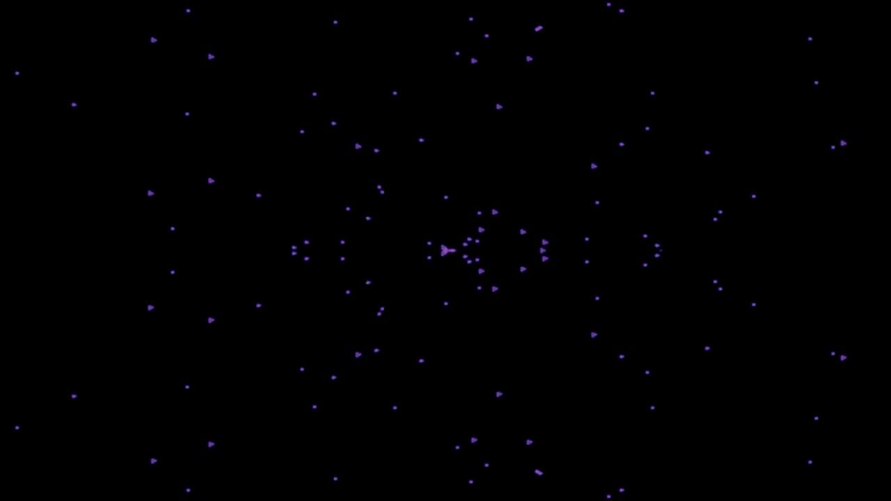 Abstract Motion Background with Floating Purple Particles on Black
