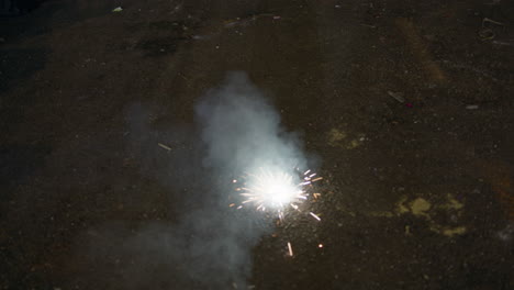 fireworks on the ground at night