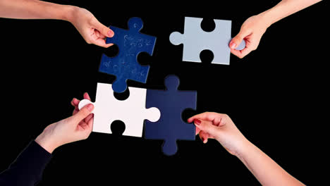 collaboration through puzzle pieces animated overlay, transparent 4k video, alpha channel, prores