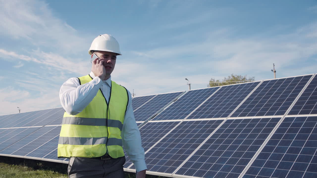 ingeniero inspeccionando paneles solares