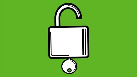 simple animation of an open padlock on a green screen background