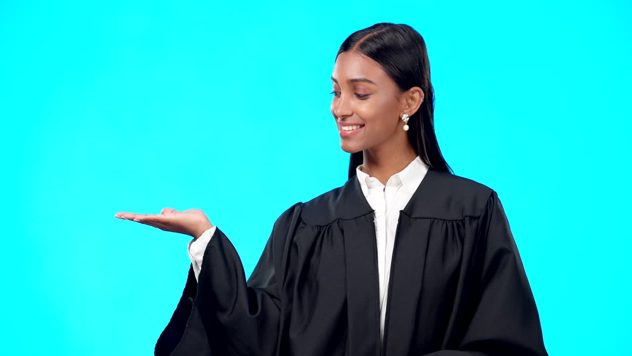 Portrait, mockup or happy woman lawyer in studio
