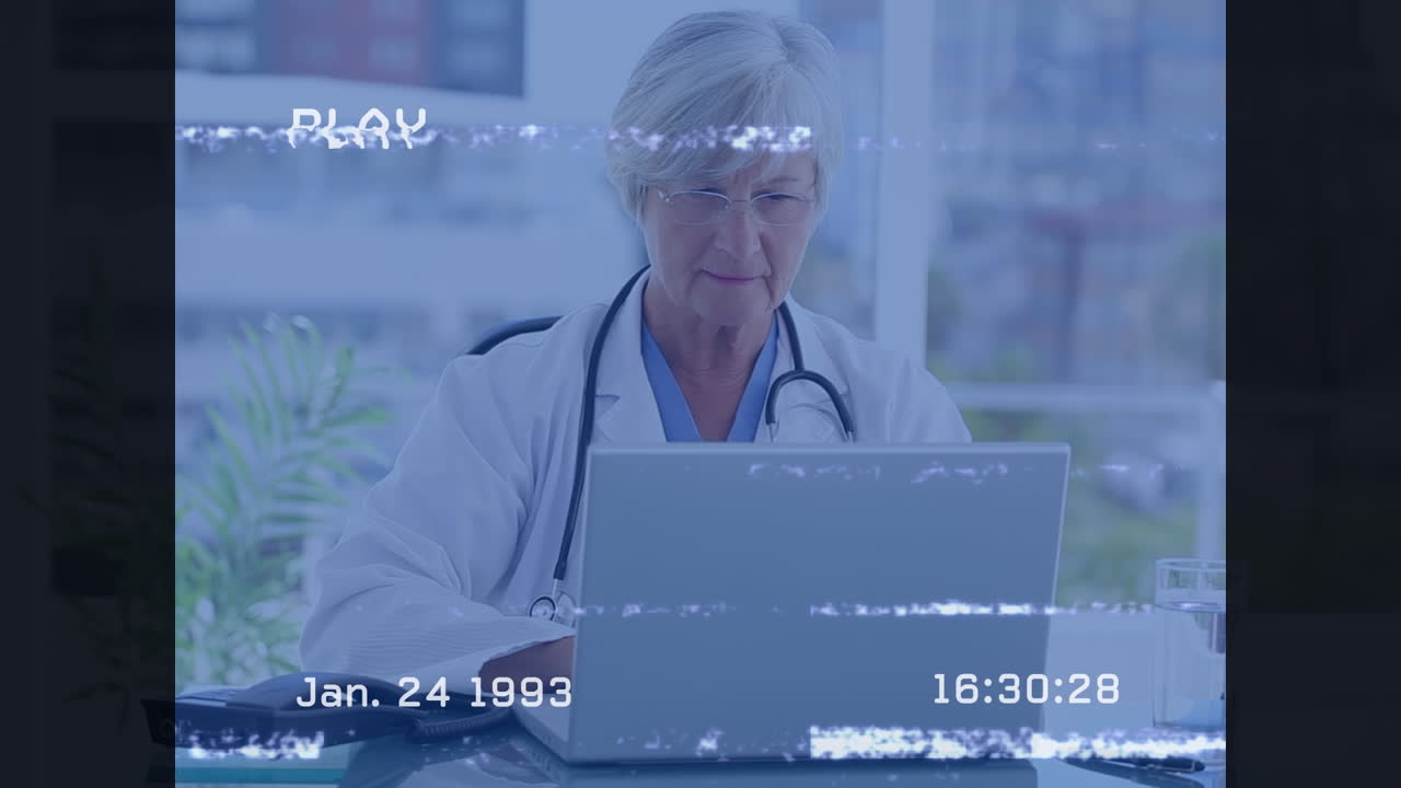 Animation of interference over caucasian female doctor