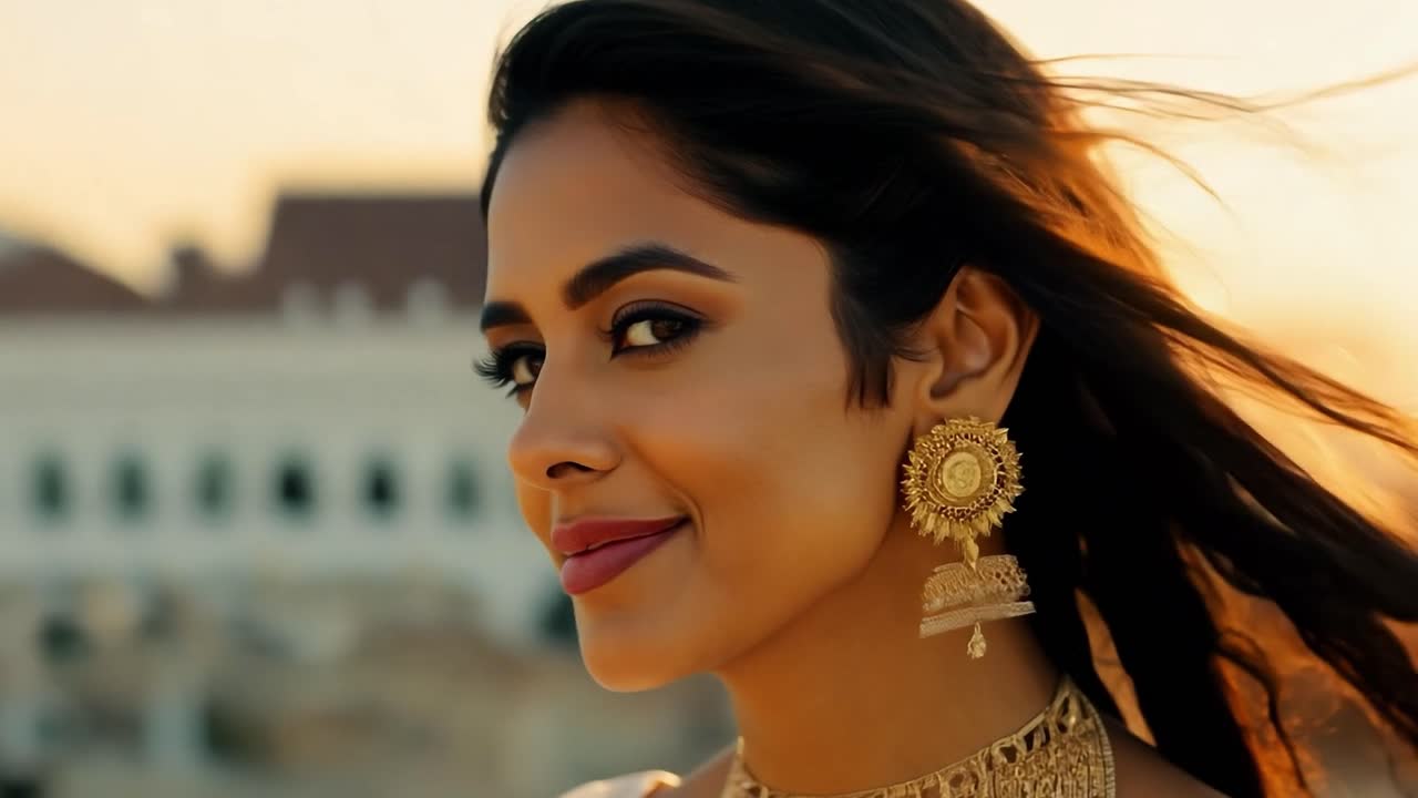hermosa mujer india con joyas tradicionales