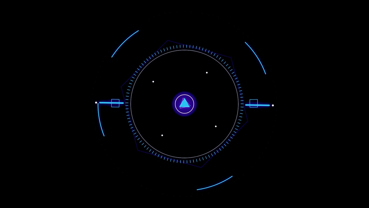 Futuristic Digital HUD Interface with Rotating Circular Elements