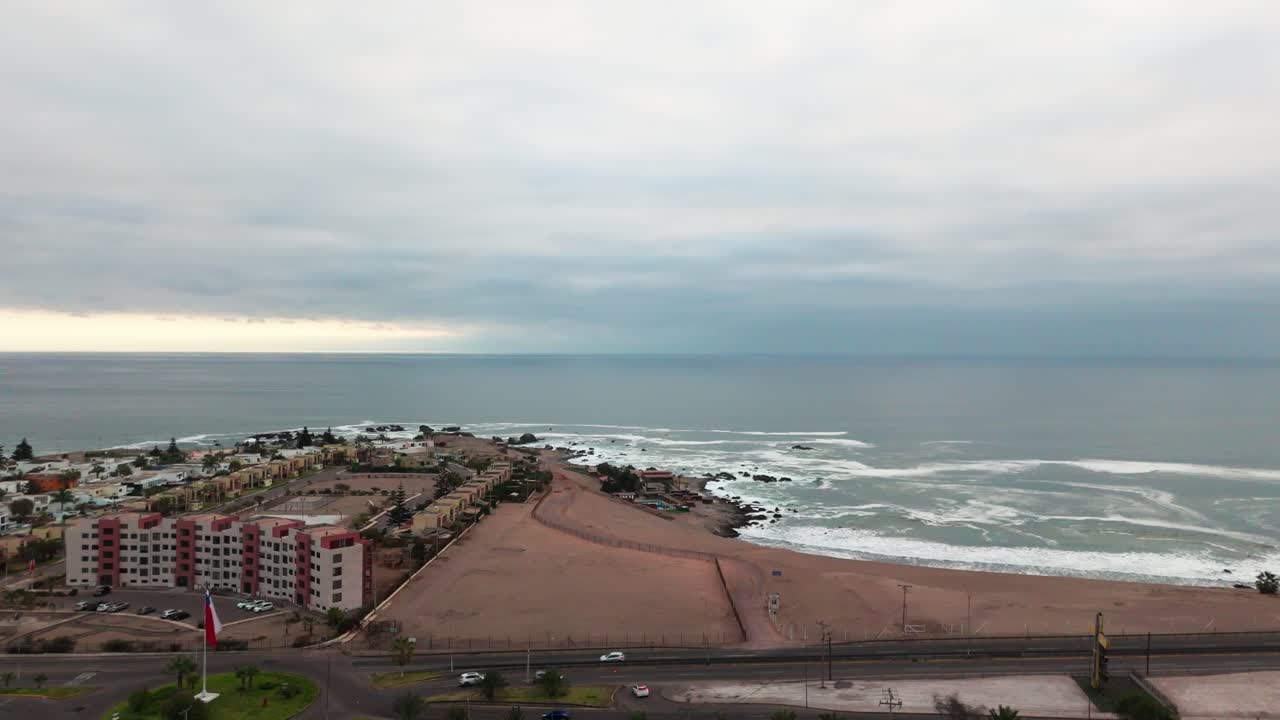 Iquique Chile Tarapaca Mountain Huayquique suburban sea ocean waves