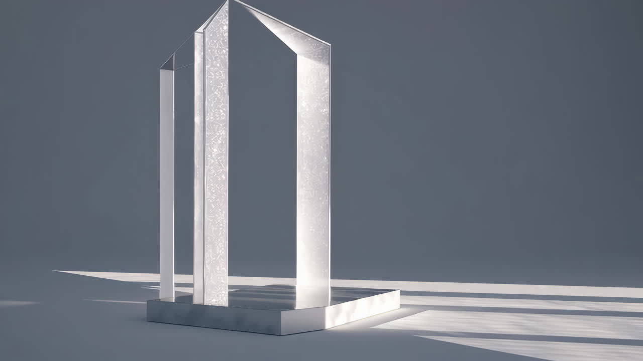 Abstract Geometric Sculpture in Reflective Material