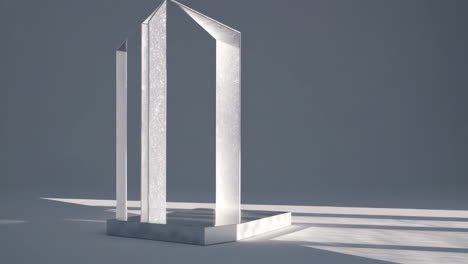 abstract geometric sculpture in reflective material
