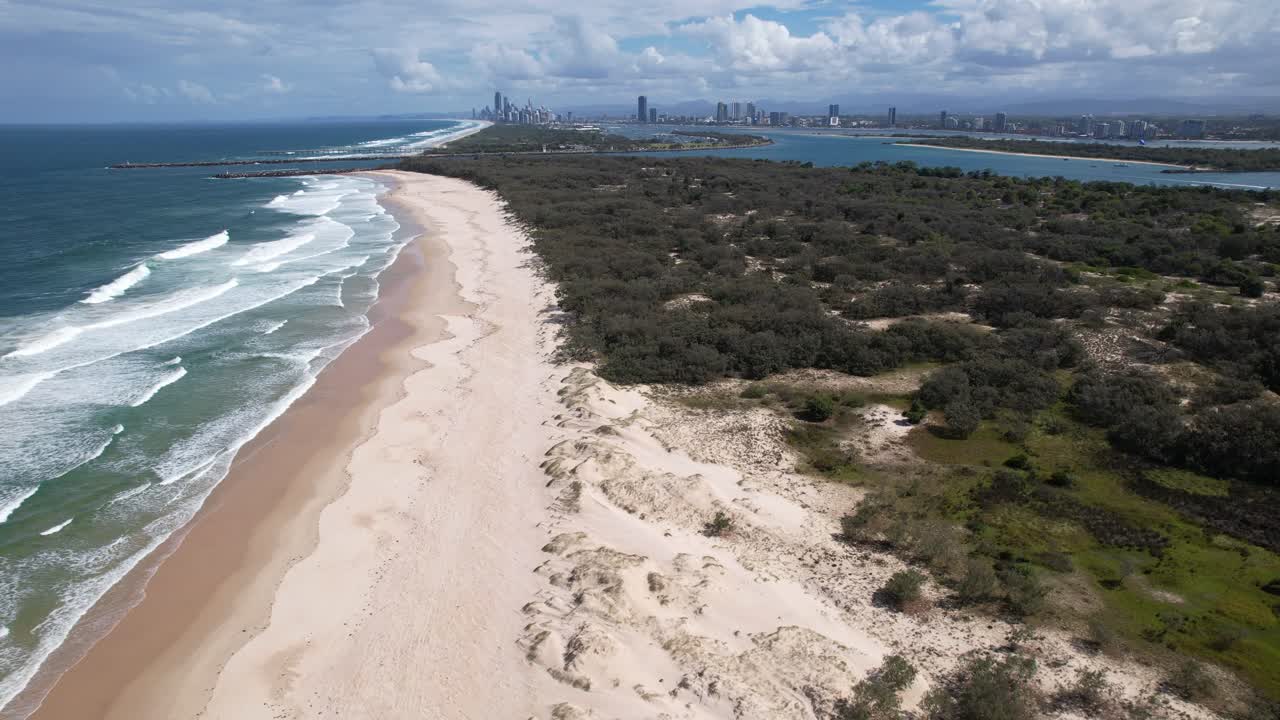 South Stradbroke Island In Queensland, Australia - Aerial Drone Shot