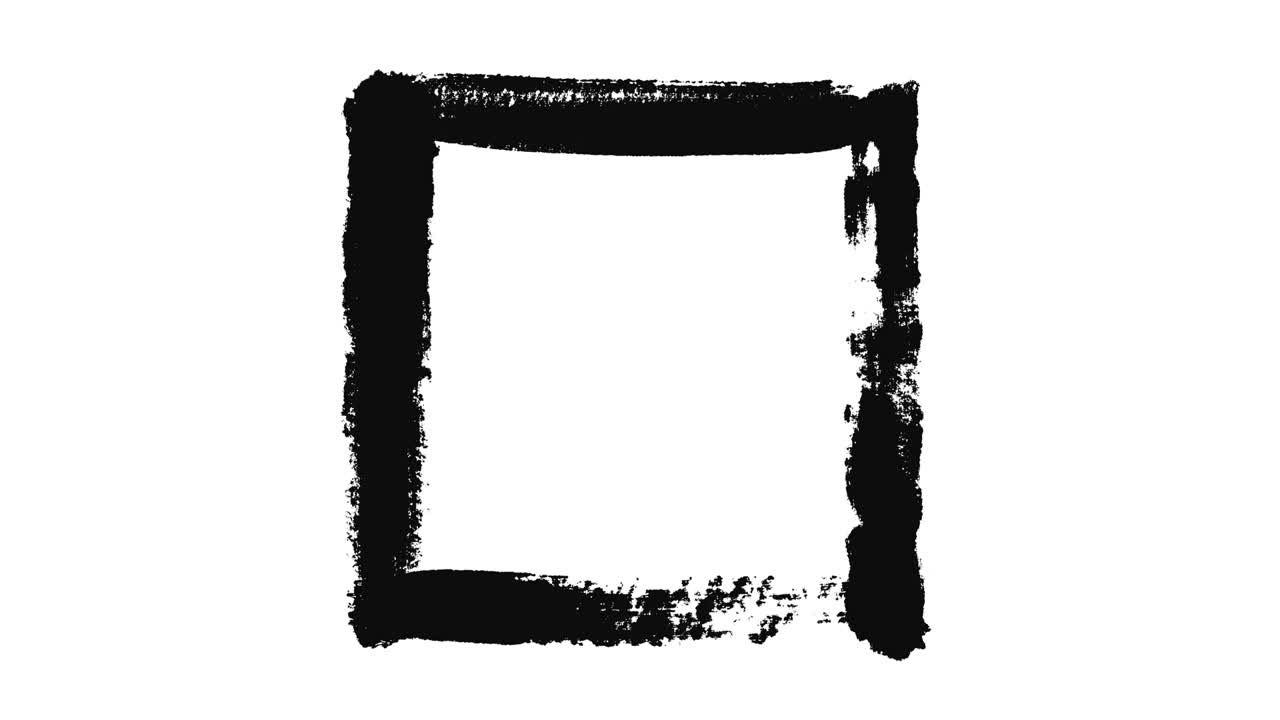 종이 한 장에 그려진 검은색 직사각형의 추상화. 애니메이션. 색 배경에 있는 질 스트로크의 미니멀리즘 흑백 애니메이션.