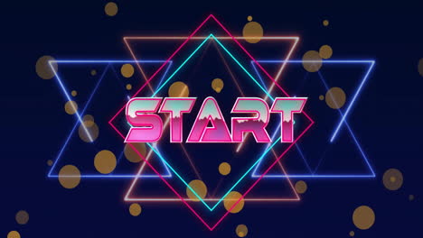 animation of start text over neon pattern background