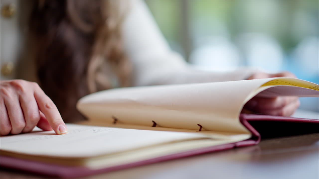 Woman reading through the menu at a restaurant