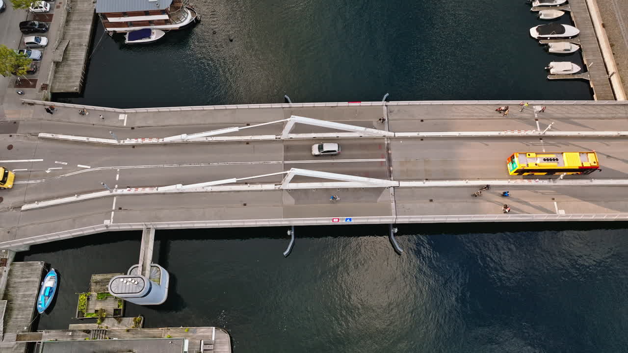 Aerial drone view of the Teglholmen peninsula in the South Harbour of Copenhagen, Denmark