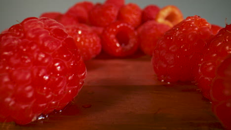 close up, juicy, ripe, red raspberries