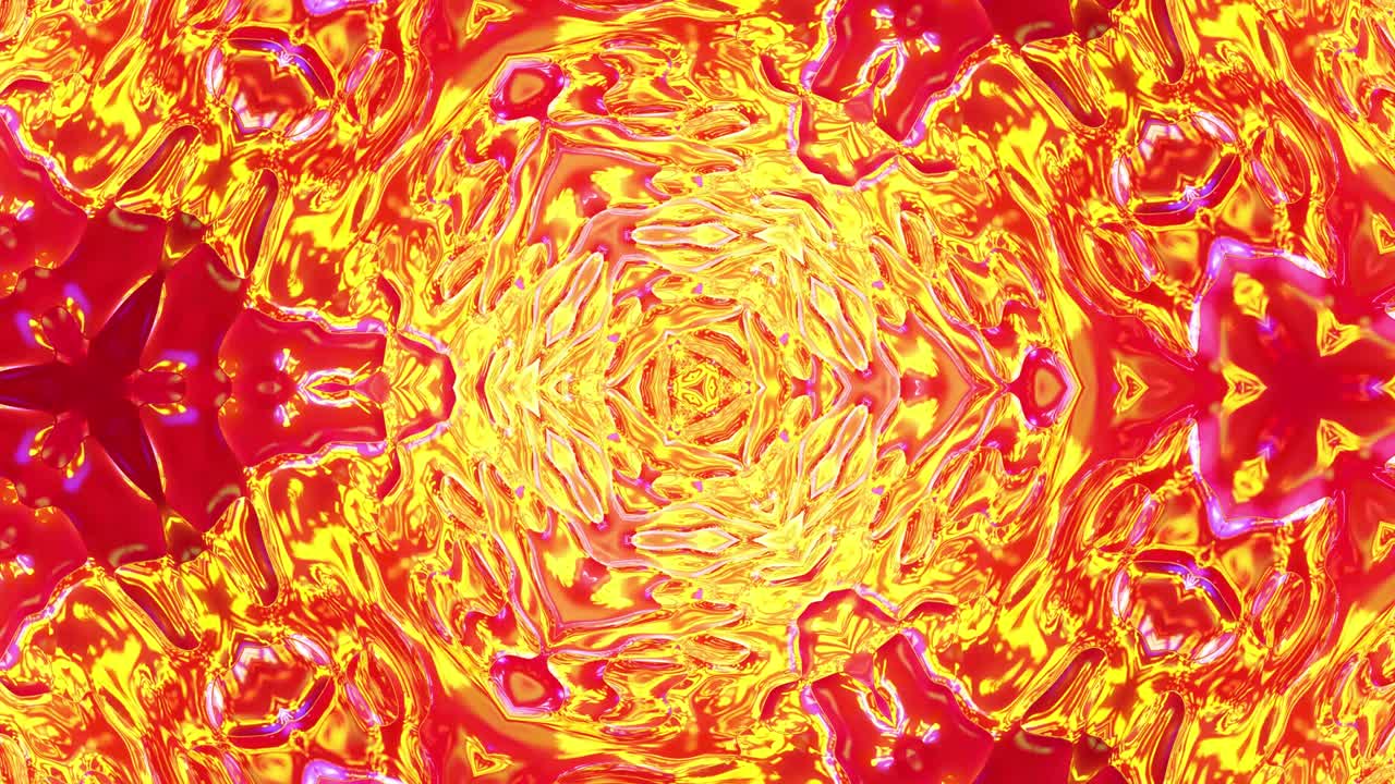 3d 추상적인 루프 bg와 같은 파동 모양의 대칭 패턴, 파동으로 된 카레도스코프 구조, 아름다운 그라디언트 색상과 함께 다채로운 액체 유리, 4k 트렌디한 다채로운 유체 애니메이션