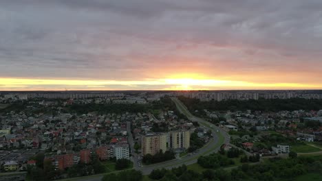 Sunset-in-Kaunas,-Lithuania