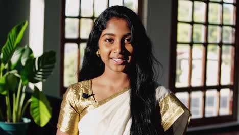 smiling girl in traditional indian dress