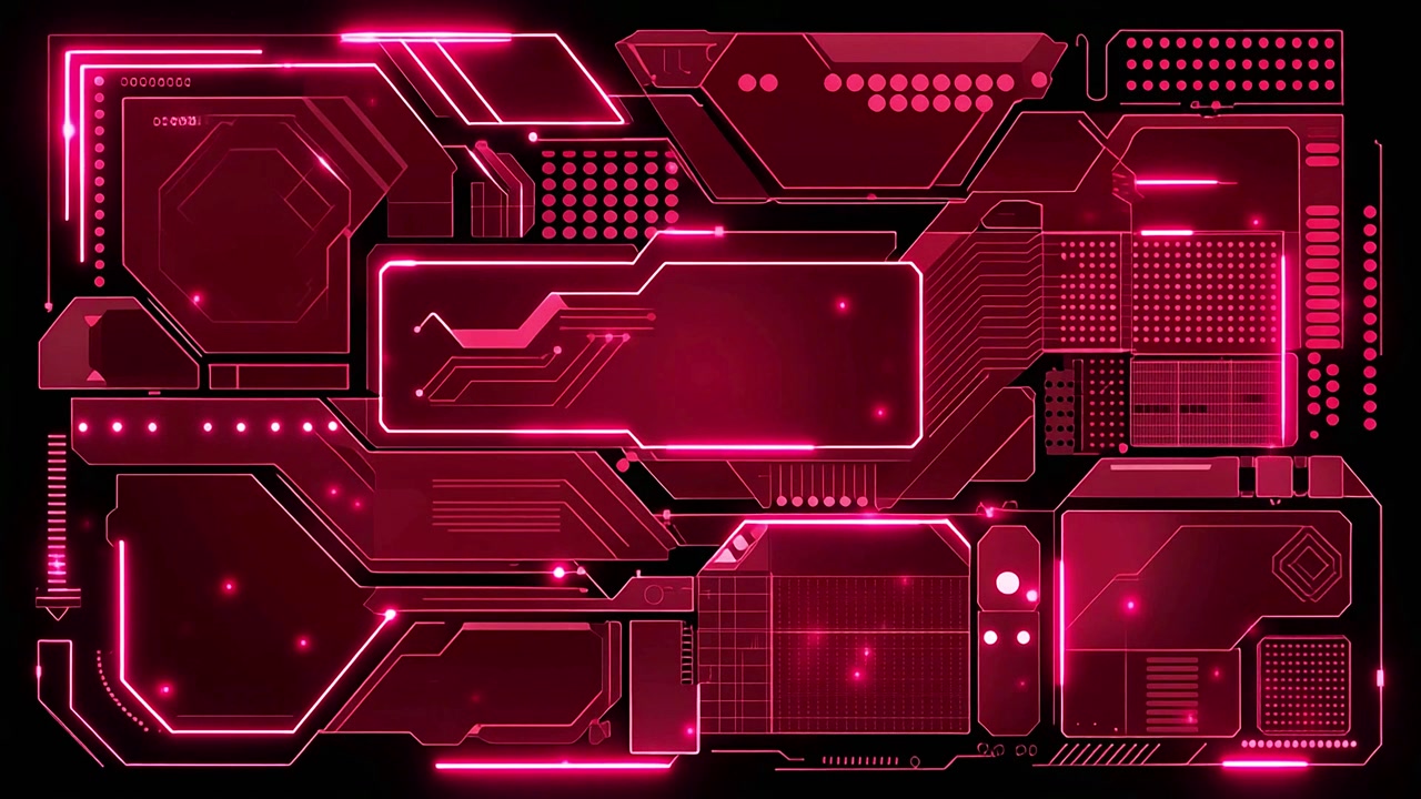 Futuristic Digital Interface with Glowing Pink HUD Elements