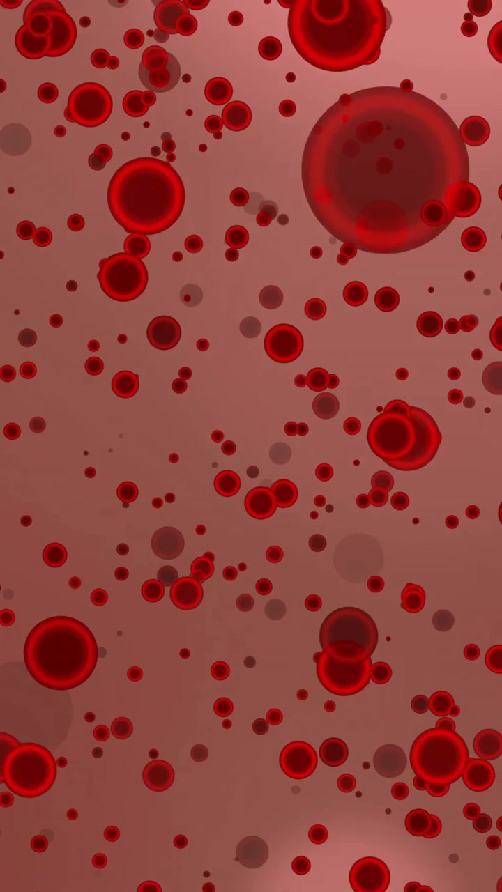 Animation of blood cells and light spots on pink background