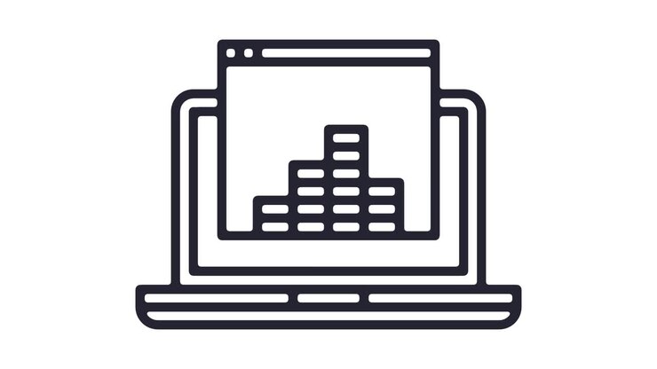 Animación de icono de línea de comercio de opciones en línea con canal alfa