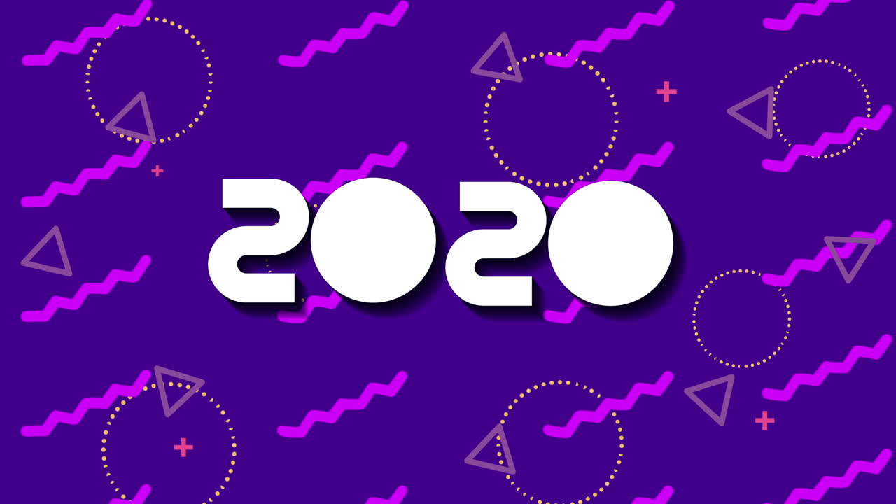 colori e figure geometriche animazione con l'anno 2020