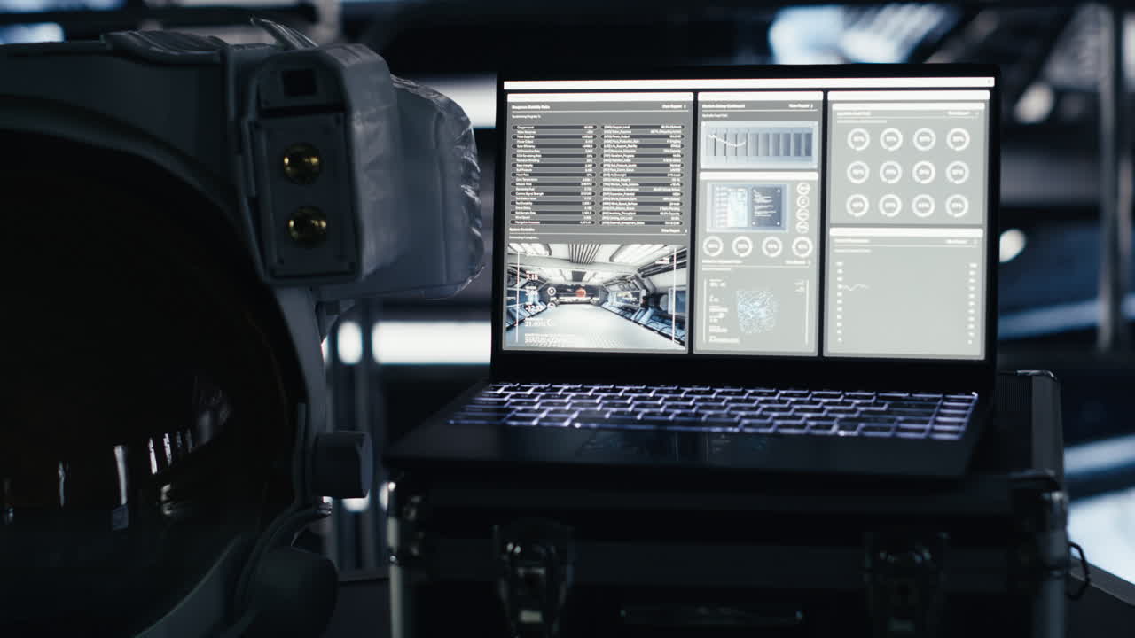 Laptop in orbit shuttle showing dashboard tracking thermal stability