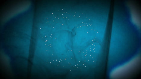 glowing dots forming circular pattern, abstract animation on blue background